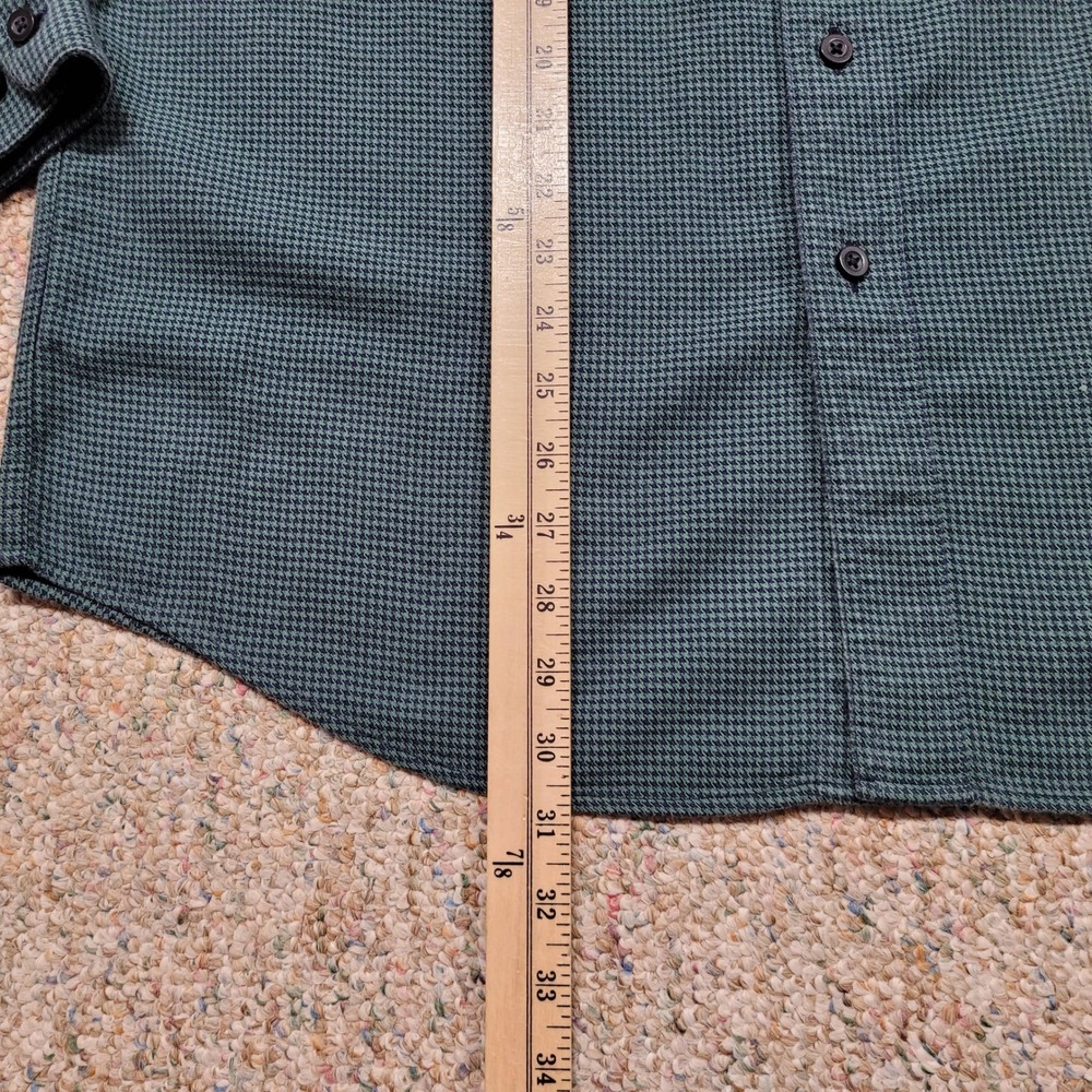 LL Bean Shirt Mens Medium Green Houndstooth Traditional Fit Button Down Outdoors - Picture 9 of 13